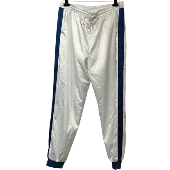 K Jordan Women's Striped Joggers, White/Blue, Size XL - Picture 1 of 9